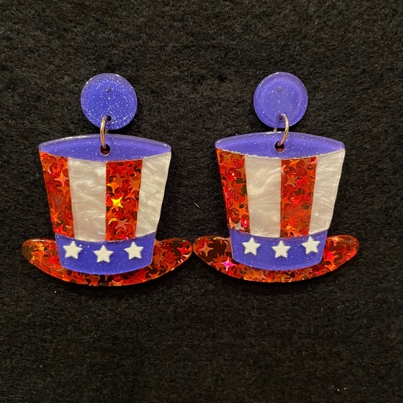 4th of July Earrings  - Uncle Sam's Hat - Picture 1 of 1